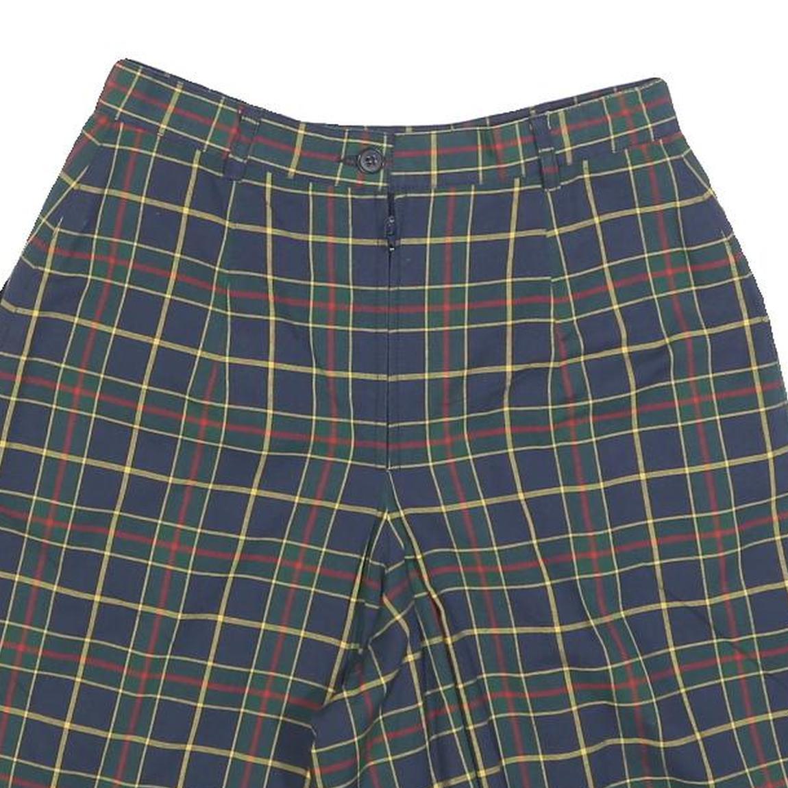 WOODS & IRONS Womens Shorts Blue Tartan XS W26 Classic Cotton Blend