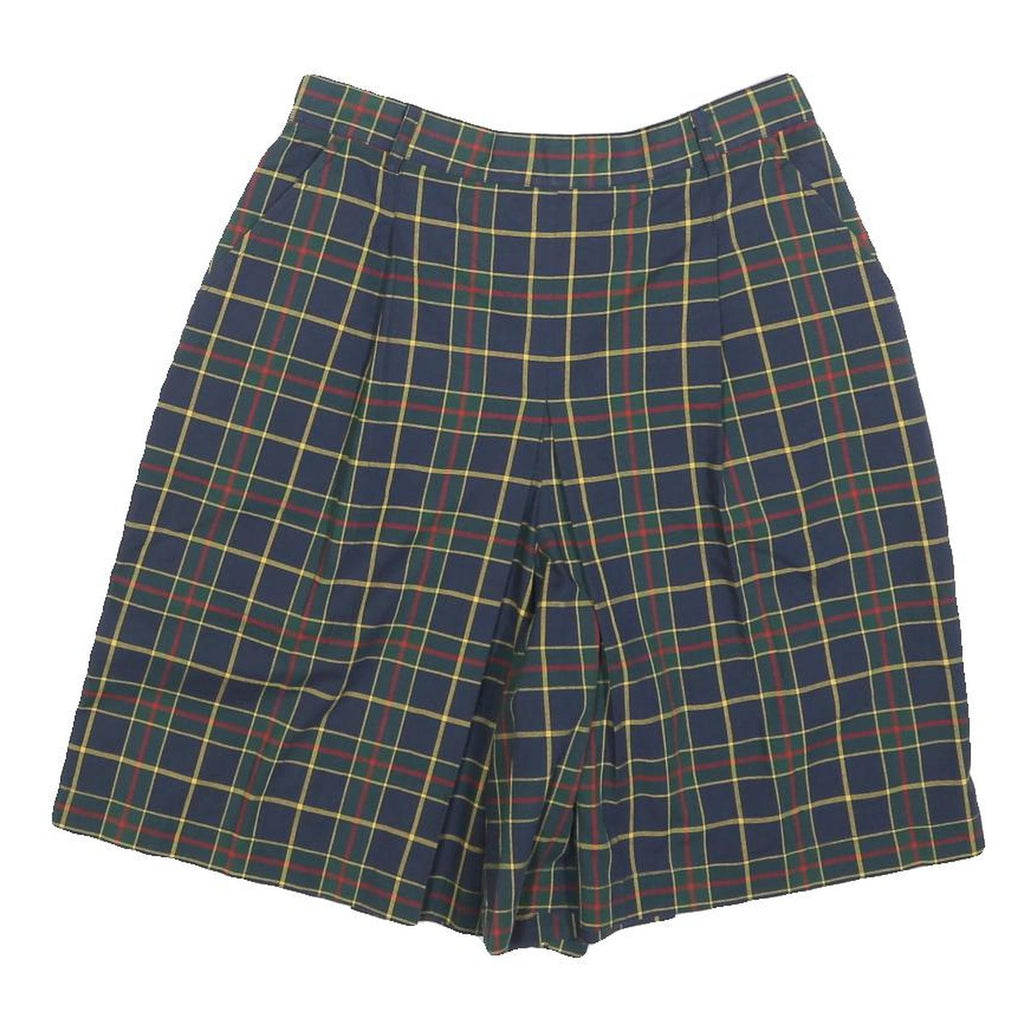 WOODS & IRONS Womens Shorts Blue Tartan XS W26 Classic Cotton Blend