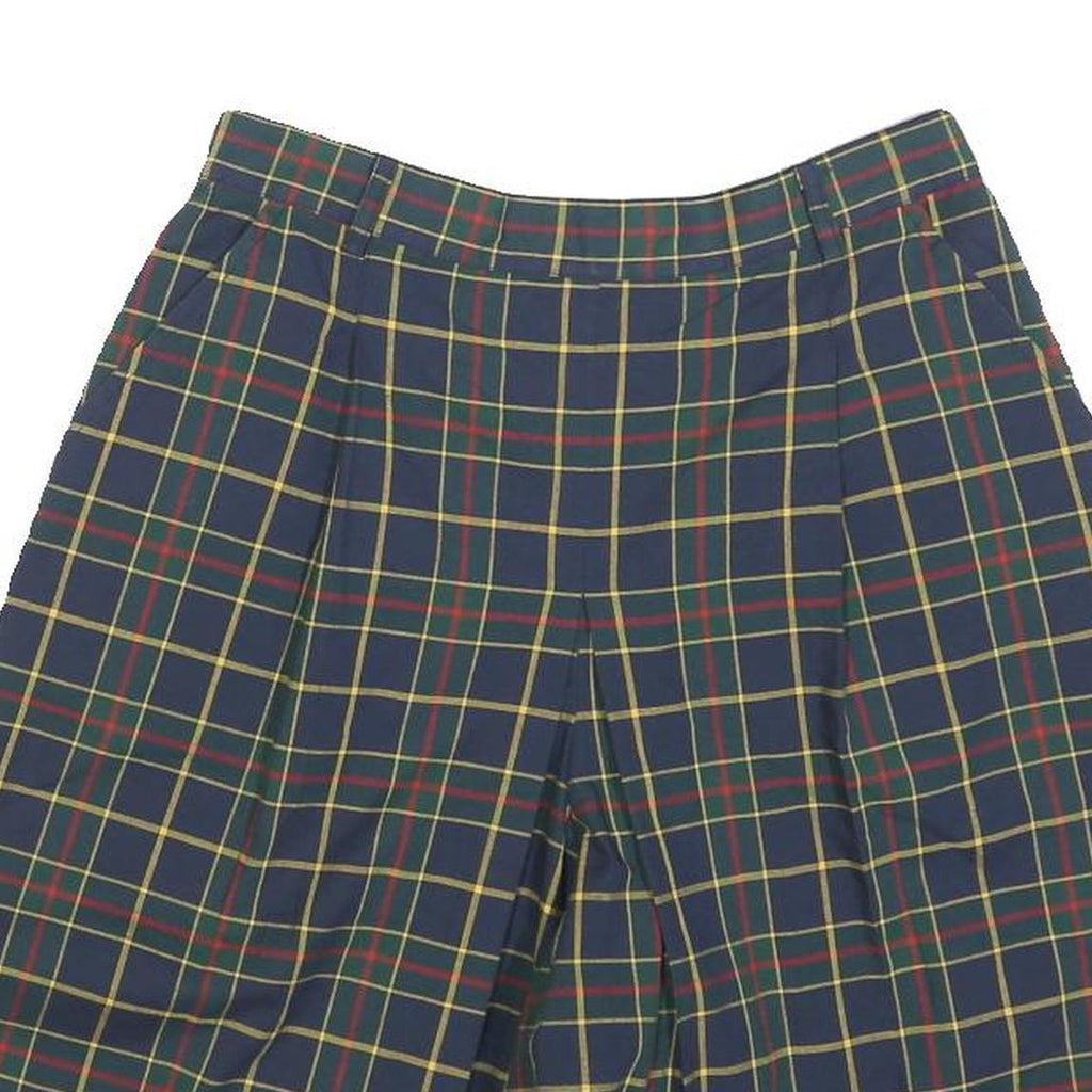 WOODS & IRONS Womens Shorts Blue Tartan XS W26 Classic Cotton Blend