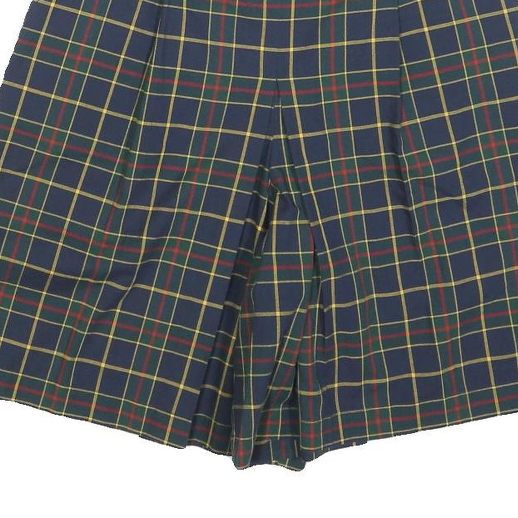 WOODS & IRONS Womens Shorts Blue Tartan XS W26 Classic Cotton Blend