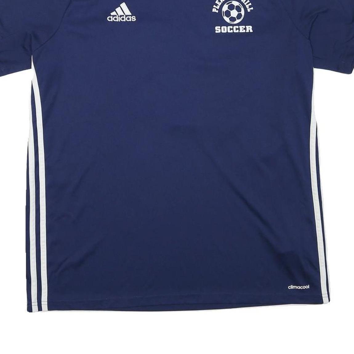 ADIDAS Mens Blue Pleasant Hill Soccer Jersey L Short Sleeve V-Neck Sports