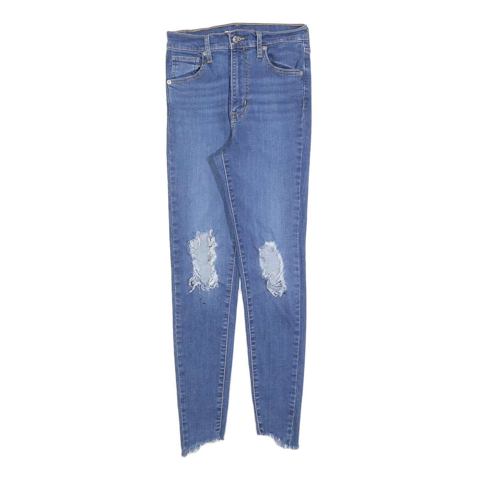 LEVI'S Womens Slim Blue Denim Light W26 L26 Skinny Ripped Ankle Jeans Zip