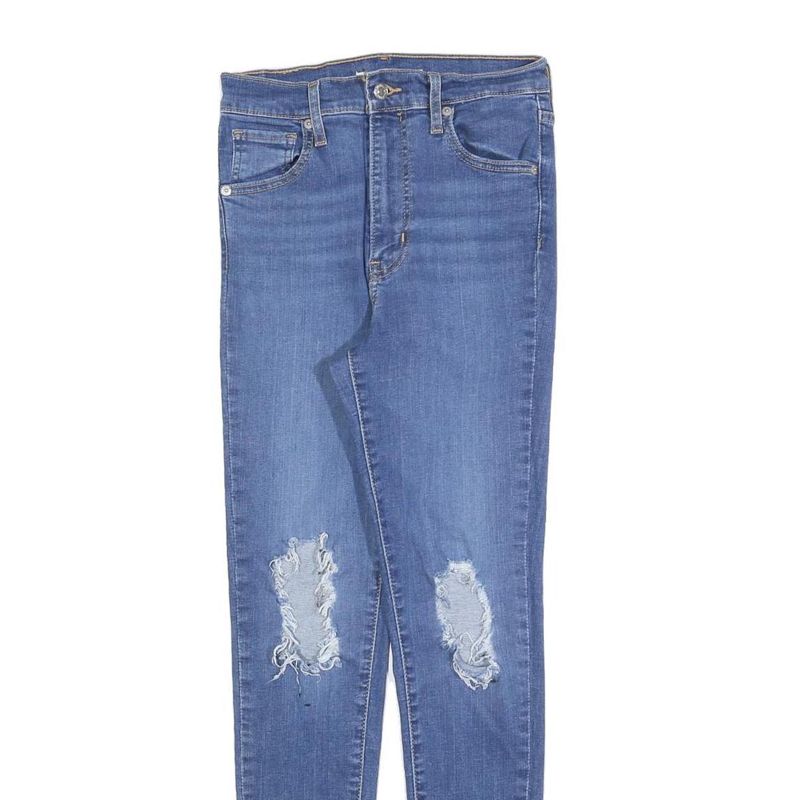 LEVI'S Womens Slim Blue Denim Light W26 L26 Skinny Ripped Ankle Jeans Zip