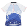 PROTECTIVE Womens Blue & White Cycling T-Shirt S Short Sleeve 1/4 Zip Floral