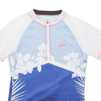 PROTECTIVE Womens Blue & White Cycling T-Shirt S Short Sleeve 1/4 Zip Floral
