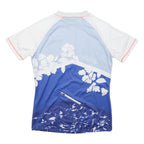 PROTECTIVE Womens Blue & White Cycling T-Shirt S Short Sleeve 1/4 Zip Floral