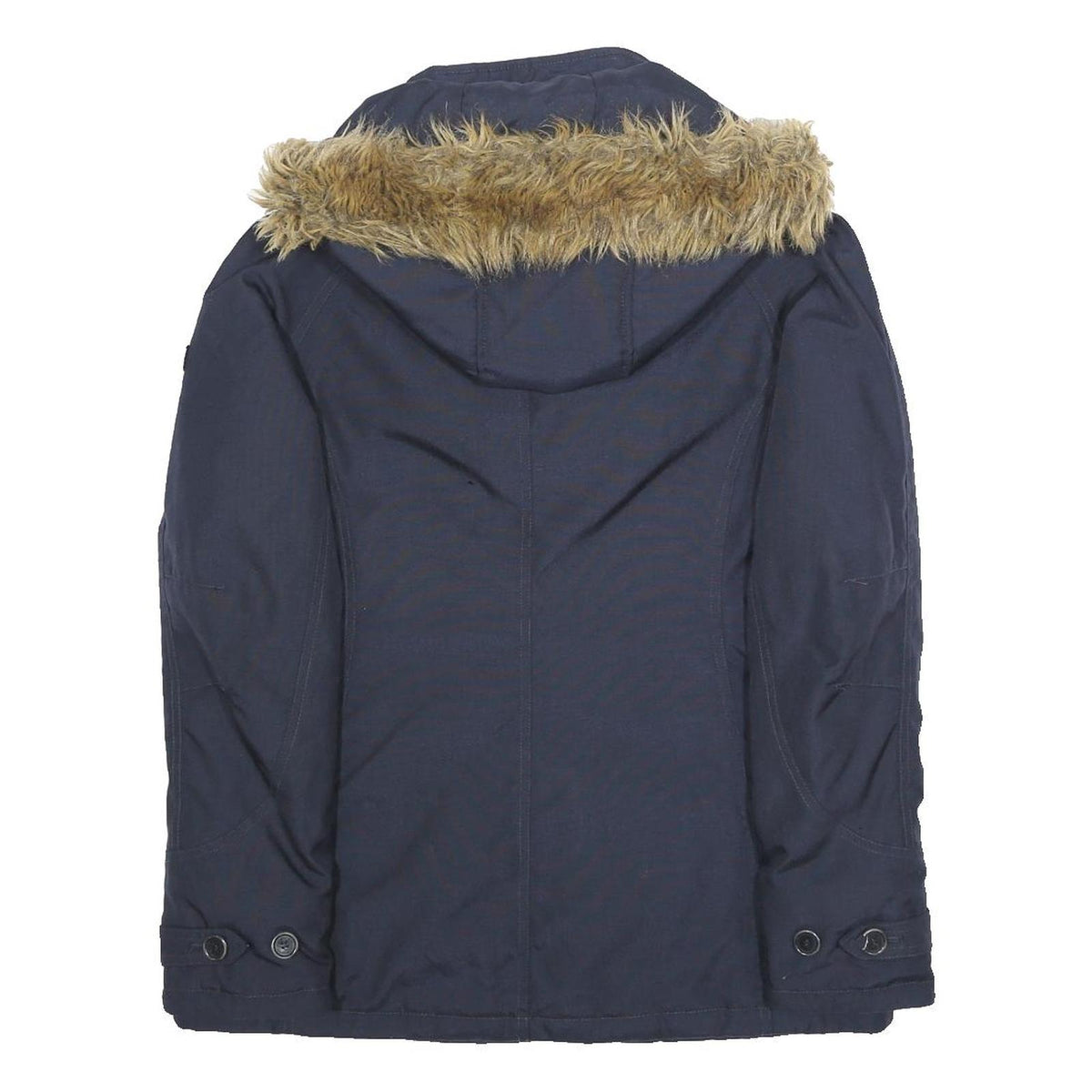 WOOLRICH Womens Navy Blue Hooded Jacket M Cotton Blend Zip Casual Warm Winter