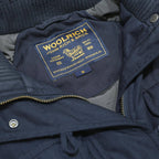 WOOLRICH Womens Navy Blue Hooded Jacket M Cotton Blend Zip Casual Warm Winter