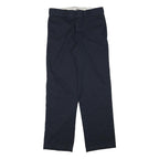 DICKIES Mens Cotton Blend Navy Regular Straight Trousers W30 L31 Workwear Zip