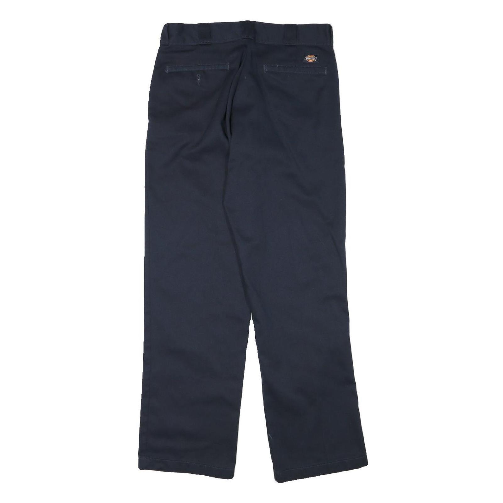 DICKIES Mens Cotton Blend Navy Regular Straight Trousers W30 L31 Workwear Zip