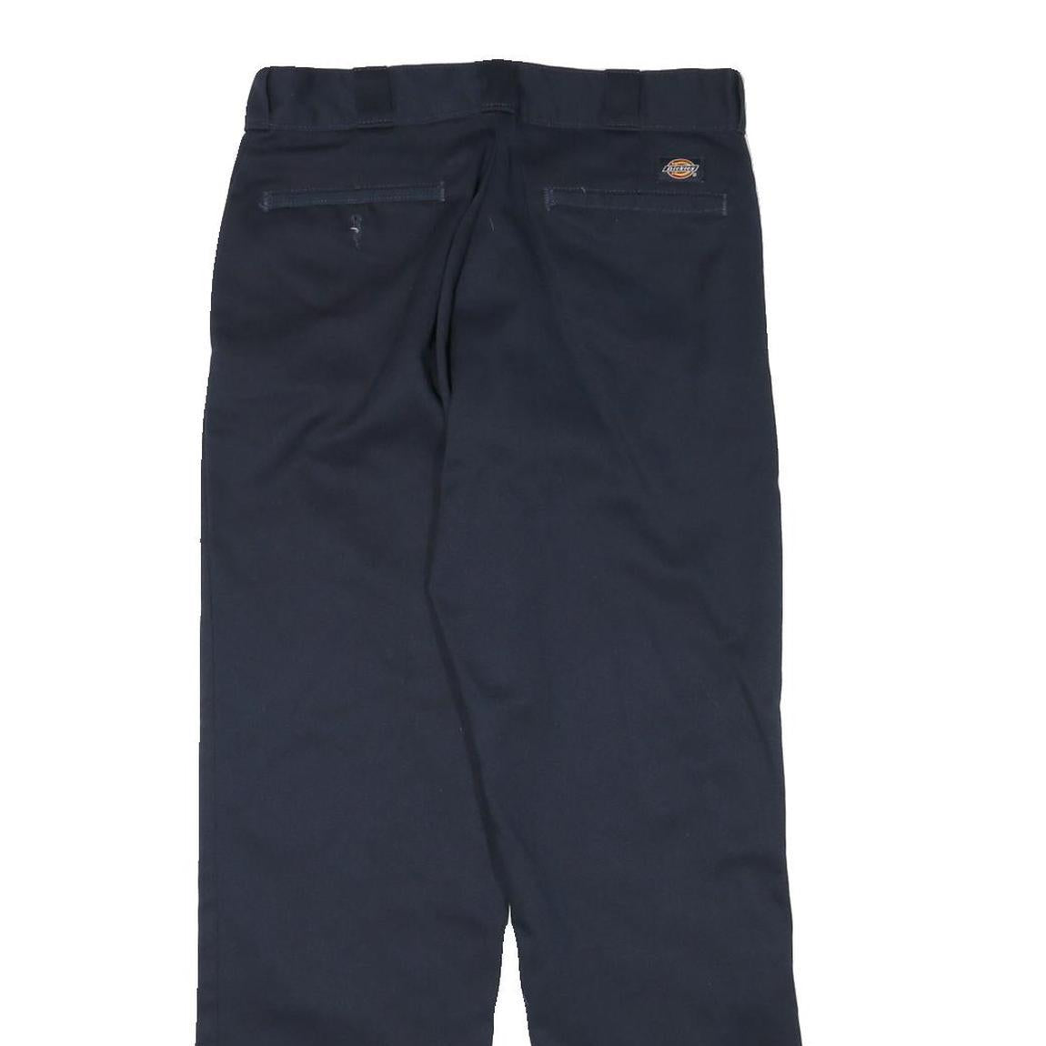 DICKIES Mens Cotton Blend Navy Regular Straight Trousers W30 L31 Workwear Zip