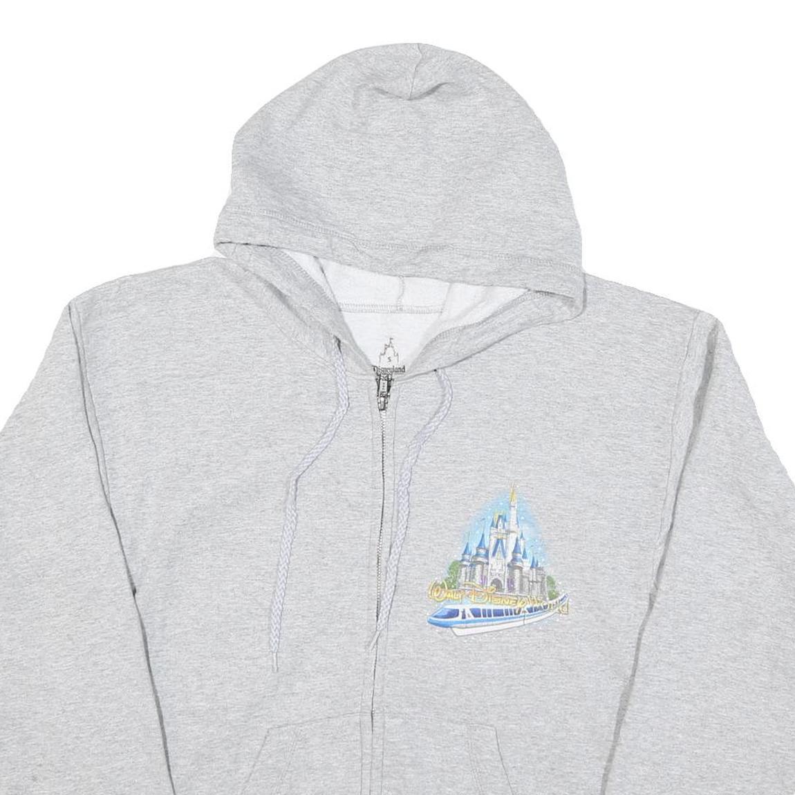 DISNEY Mens Grey Walt Disney World Zip Up Hoodie S Cotton Blend