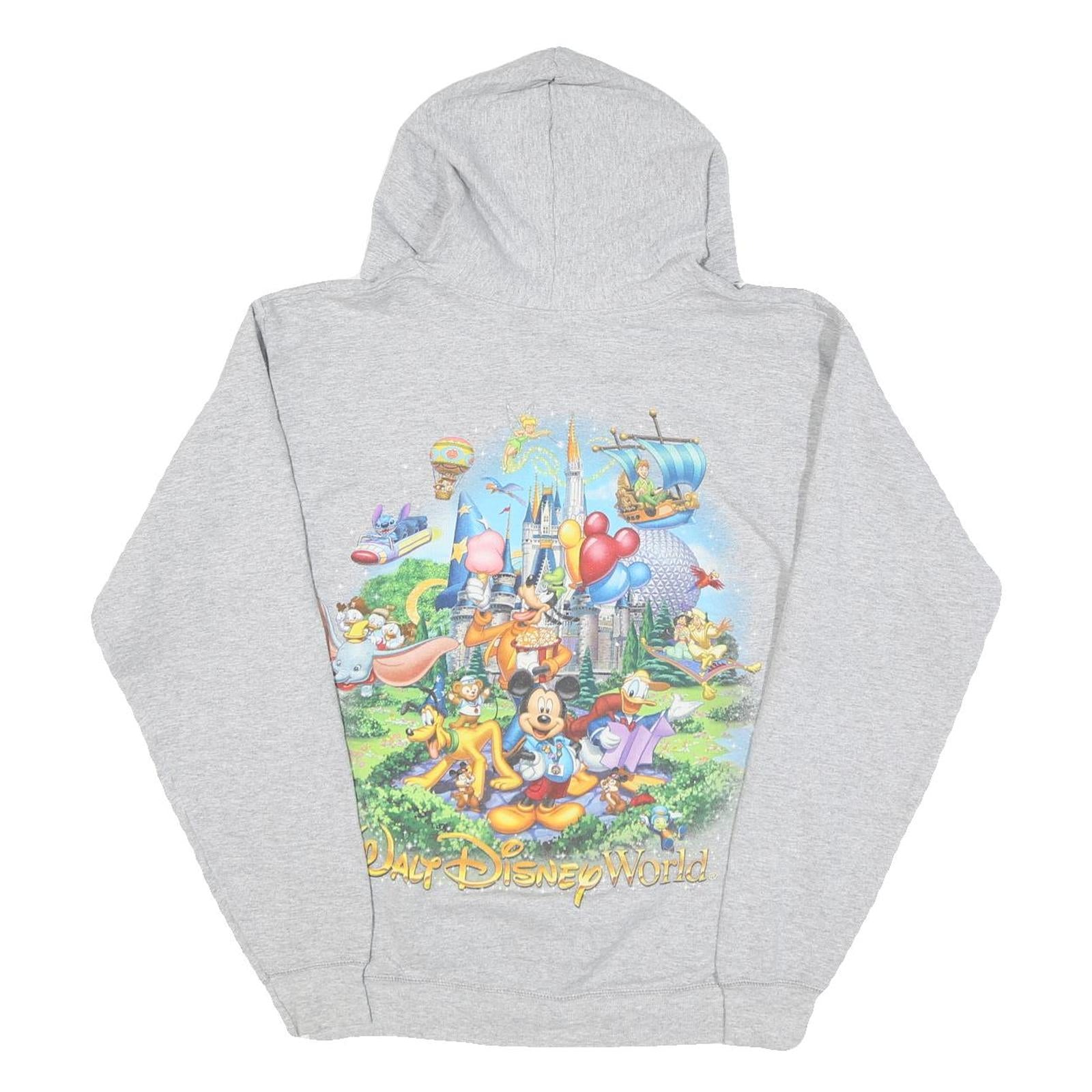 DISNEY Mens Grey Walt Disney World Zip Up Hoodie S Cotton Blend