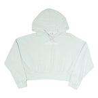 ADIDAS Womens White Cropped Hoodie L Casual Cotton Blend Pullover