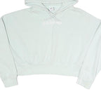 ADIDAS Womens White Cropped Hoodie L Casual Cotton Blend Pullover