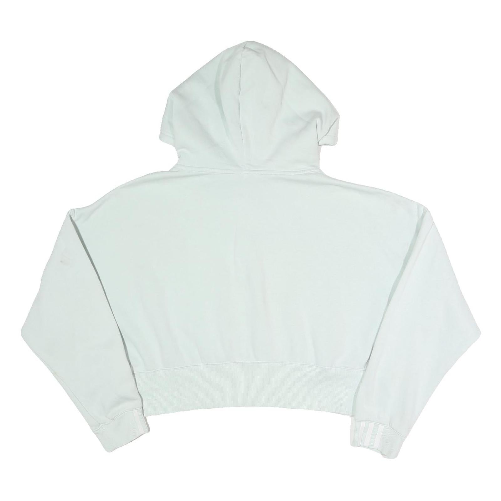 ADIDAS Womens White Cropped Hoodie L Casual Cotton Blend Pullover