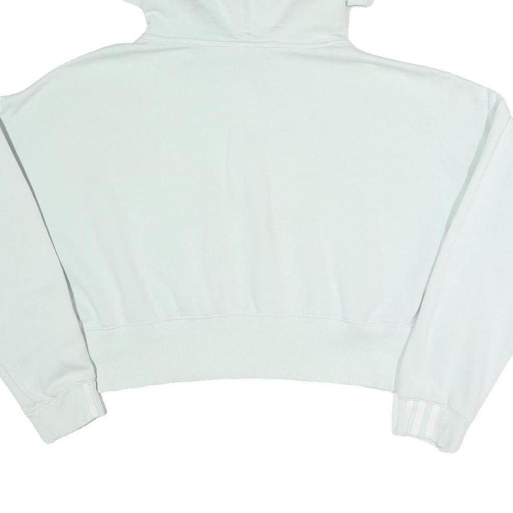 ADIDAS Womens White Cropped Hoodie L Casual Cotton Blend Pullover