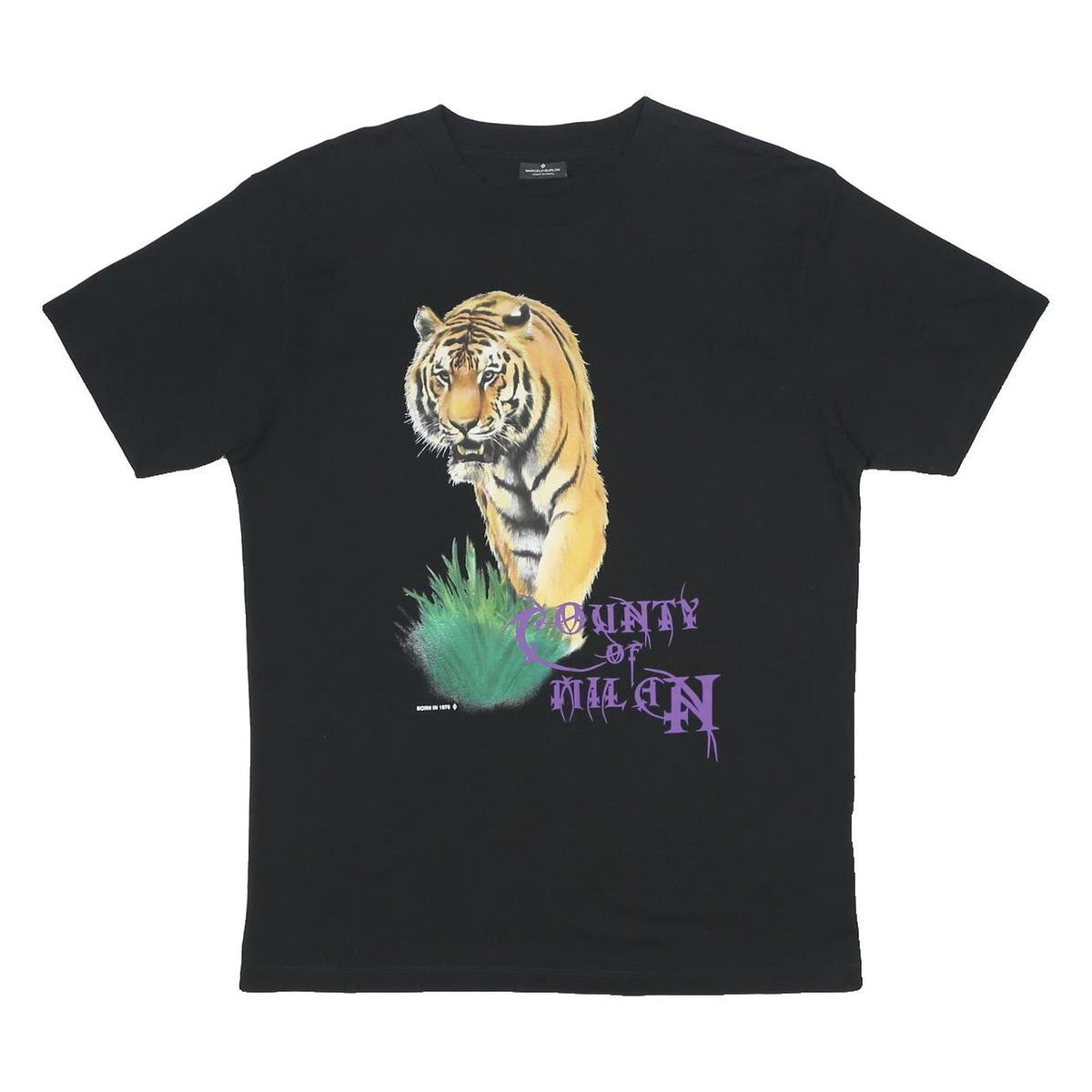 MARCELO BURLON Mens Black County Of Milan Graphic T-Shirt S Short Sleeve Crew