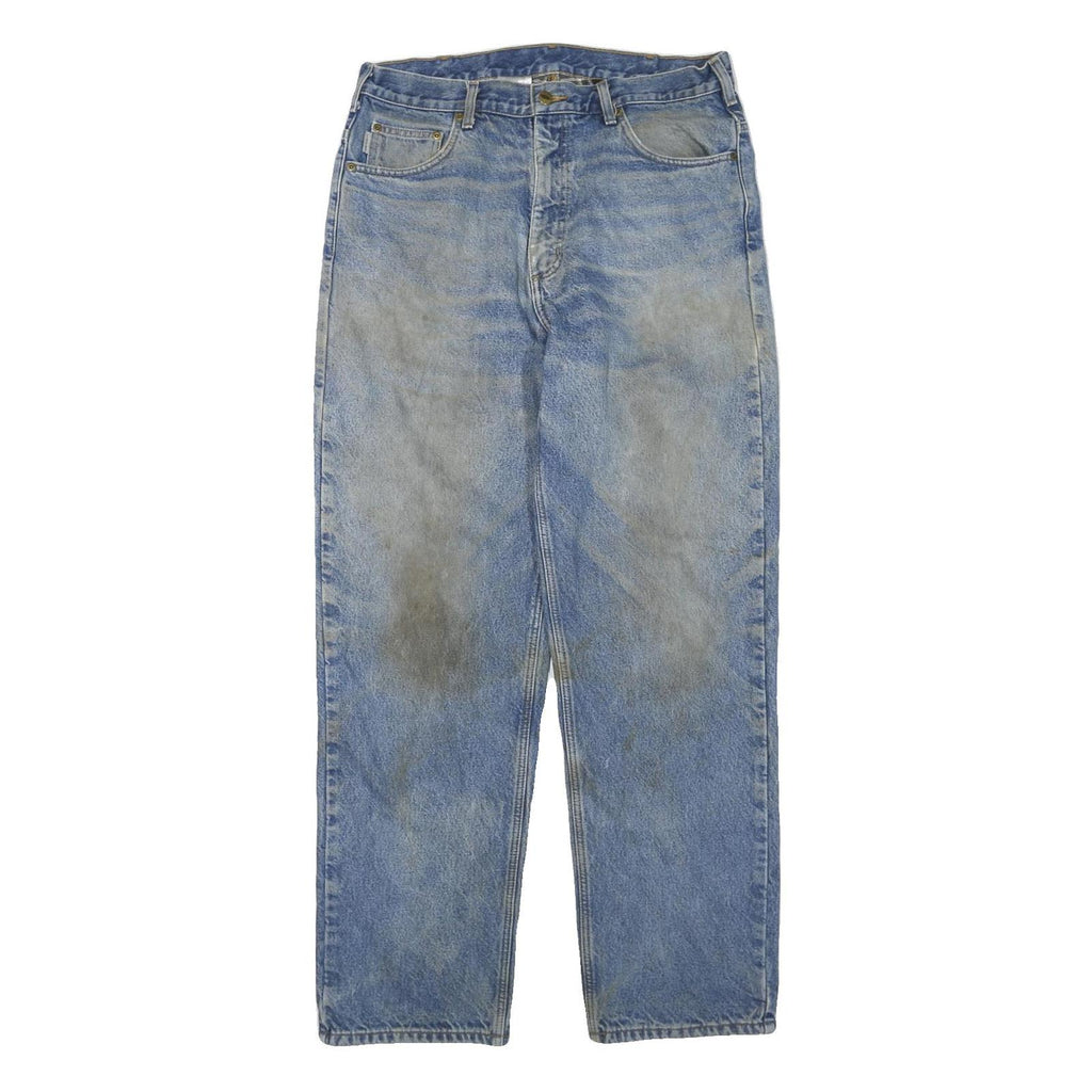 CARHARTT Mens Jeans Blue & Light Cotton Blend Regular Straight Denim Light W36