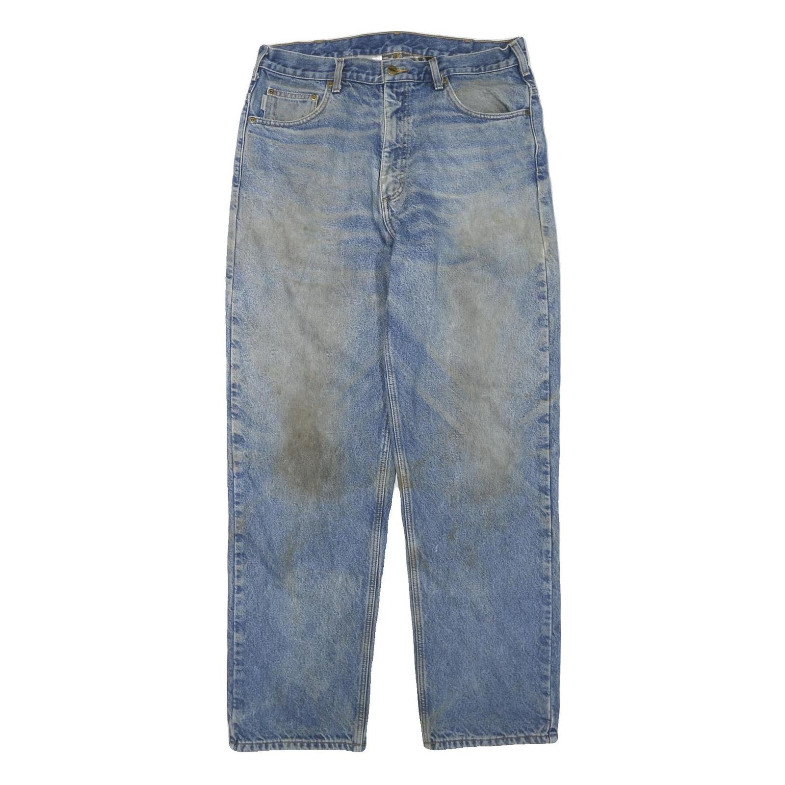 CARHARTT Mens Jeans Blue & Light Cotton Blend Regular Straight Denim Light W36