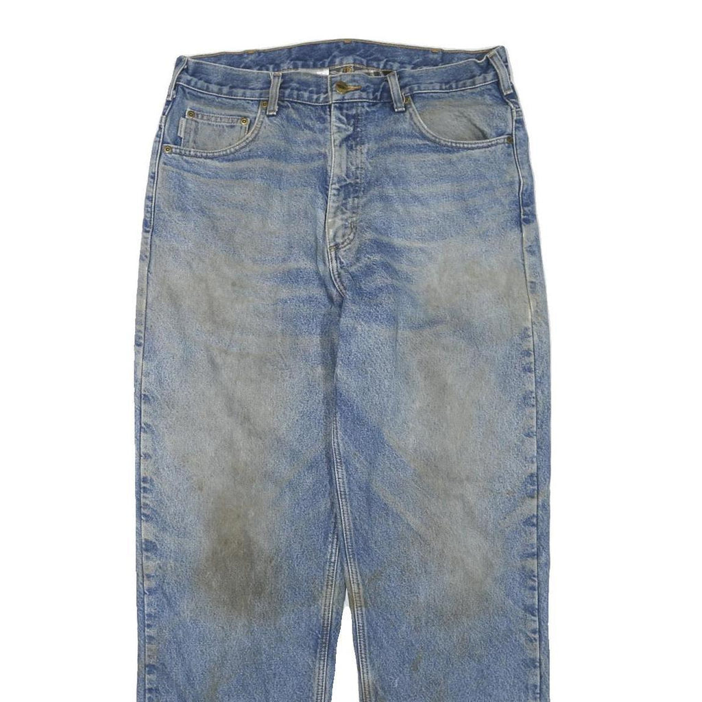 CARHARTT Mens Jeans Blue & Light Cotton Blend Regular Straight Denim Light W36
