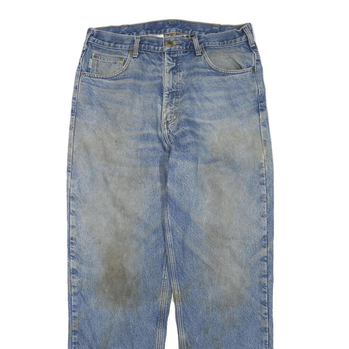 CARHARTT Mens Jeans Blue & Light Cotton Blend Regular Straight Denim Light W36