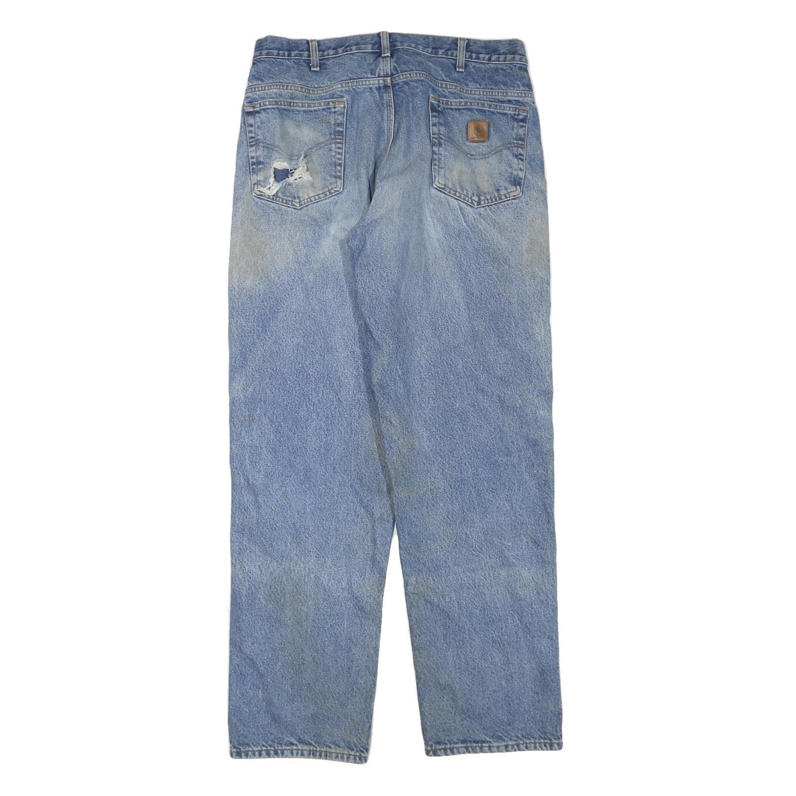 CARHARTT Mens Jeans Blue & Light Cotton Blend Regular Straight Denim Light W36