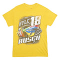 JOE GIBBS RACING Mens Yellow Kyle Busch Graphic T-Shirt S Short Sleeve Crew Neck