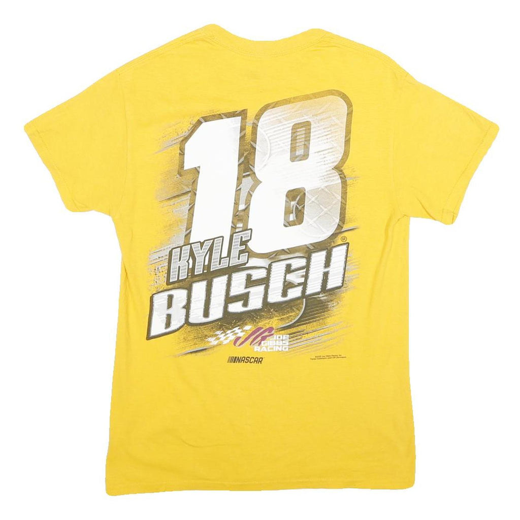 JOE GIBBS RACING Mens Yellow Kyle Busch Graphic T-Shirt S Short Sleeve Crew Neck
