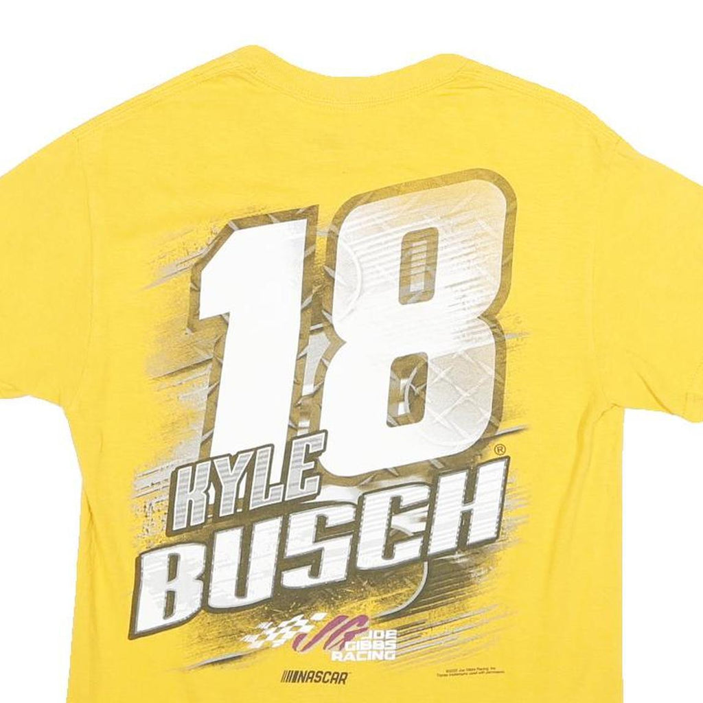JOE GIBBS RACING Mens Yellow Kyle Busch Graphic T-Shirt S Short Sleeve Crew Neck