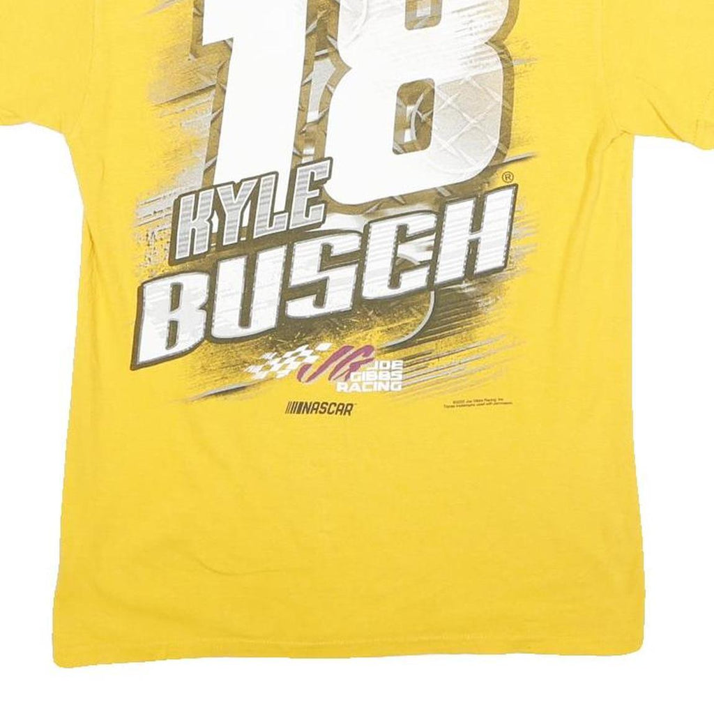 JOE GIBBS RACING Mens Yellow Kyle Busch Graphic T-Shirt S Short Sleeve Crew Neck