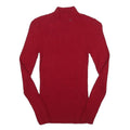 LAUREN RALPH LAUREN Womens Red Plain Roll Neck Basic Knit Jumper Size S Elegant