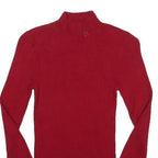 LAUREN RALPH LAUREN Womens Red Plain Roll Neck Basic Knit Jumper Size S Elegant