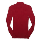 LAUREN RALPH LAUREN Womens Red Plain Roll Neck Basic Knit Jumper Size S Elegant