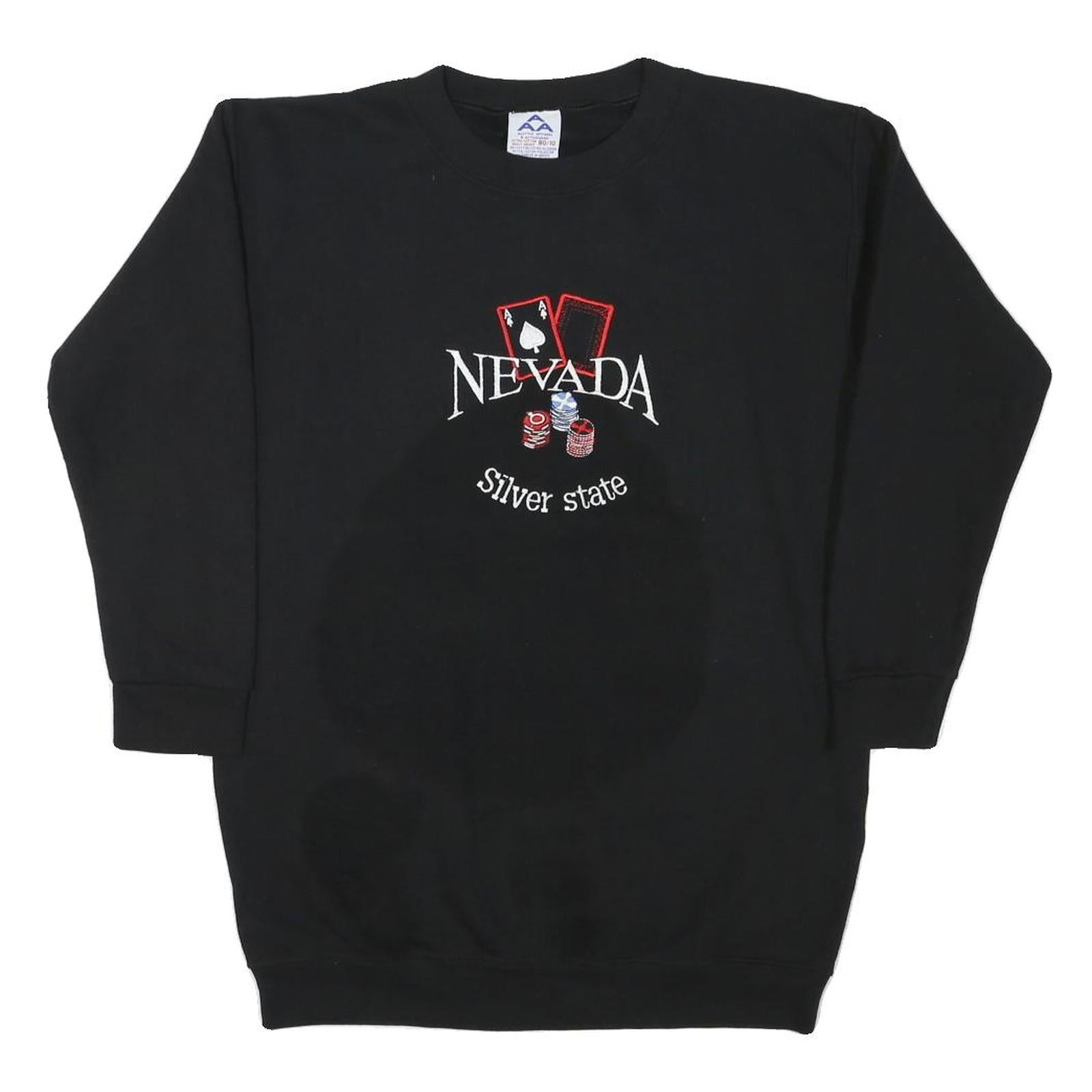 ALSTYLE APPAREL & ACTIVEWEAR Womens Black Nevada Silver State Crew Neck S