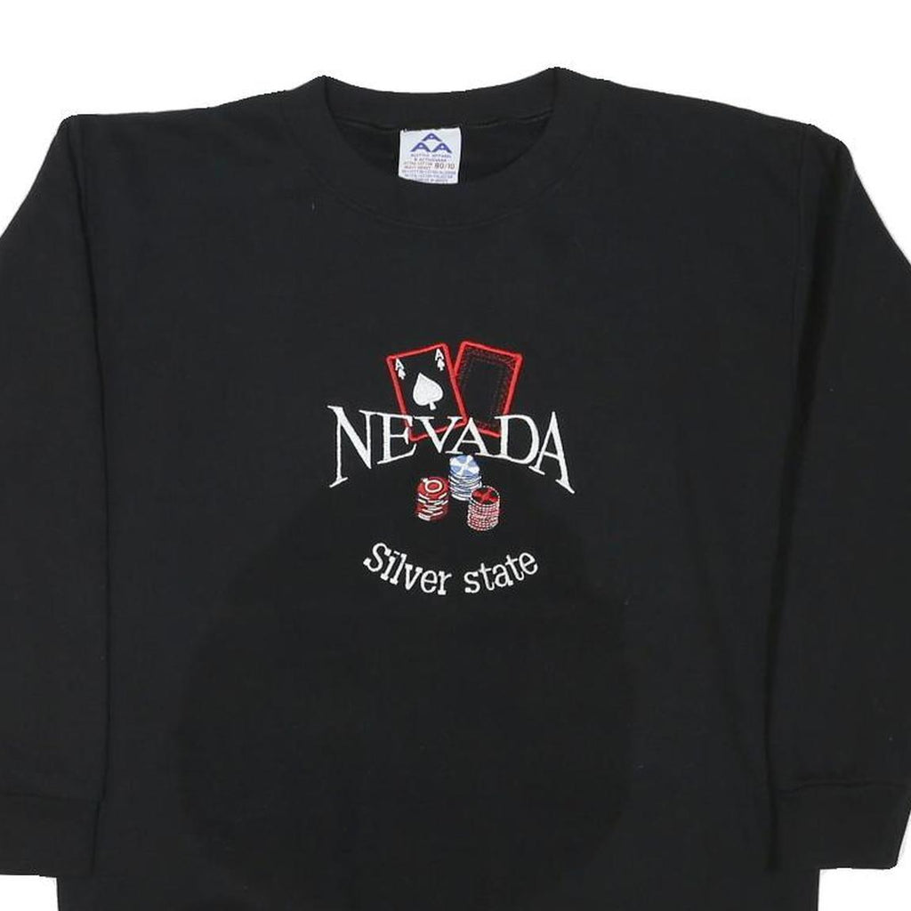 ALSTYLE APPAREL & ACTIVEWEAR Womens Black Nevada Silver State Crew Neck S