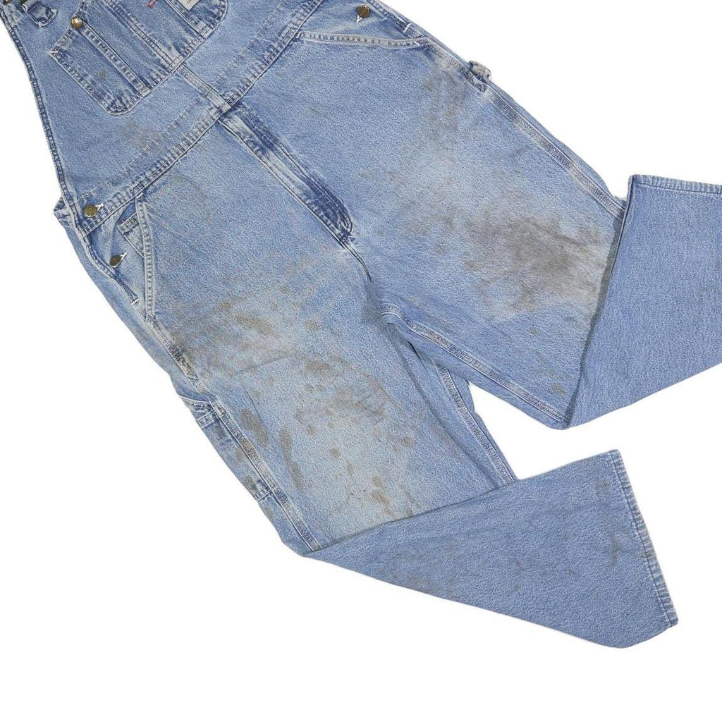 CARHARTT Mens Blue Denim Loose Cotton Blend Dungarees L W38 L26 Workwear