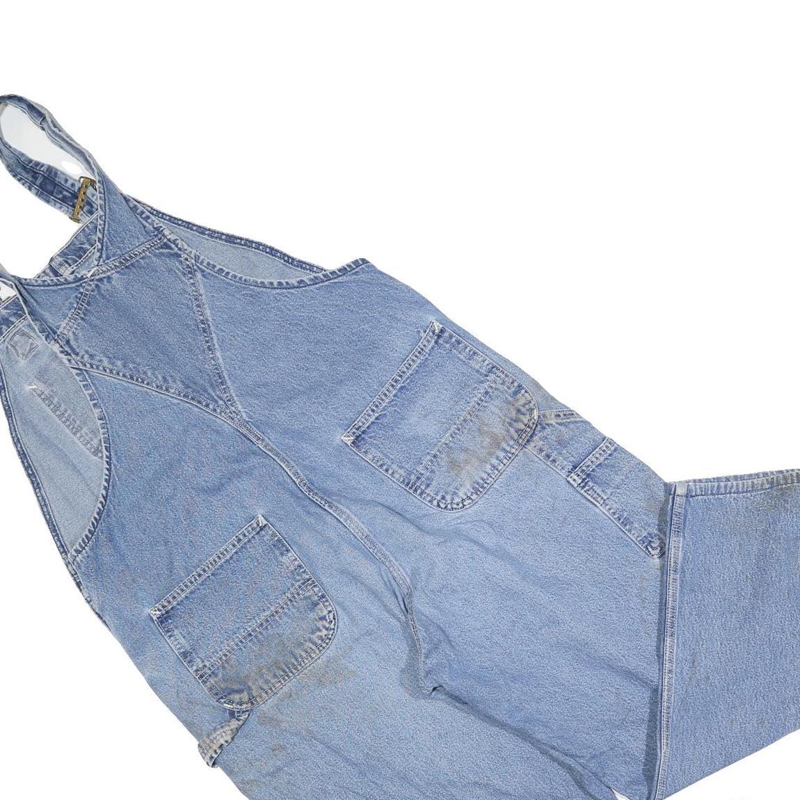 CARHARTT Mens Blue Denim Loose Cotton Blend Dungarees L W38 L26 Workwear
