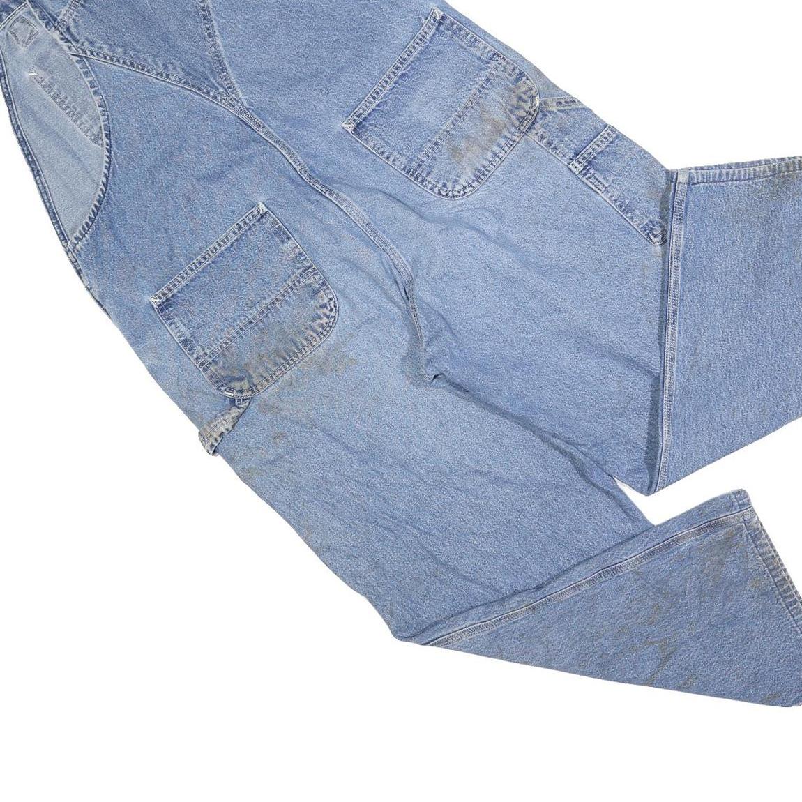 CARHARTT Mens Blue Denim Loose Cotton Blend Dungarees L W38 L26 Workwear