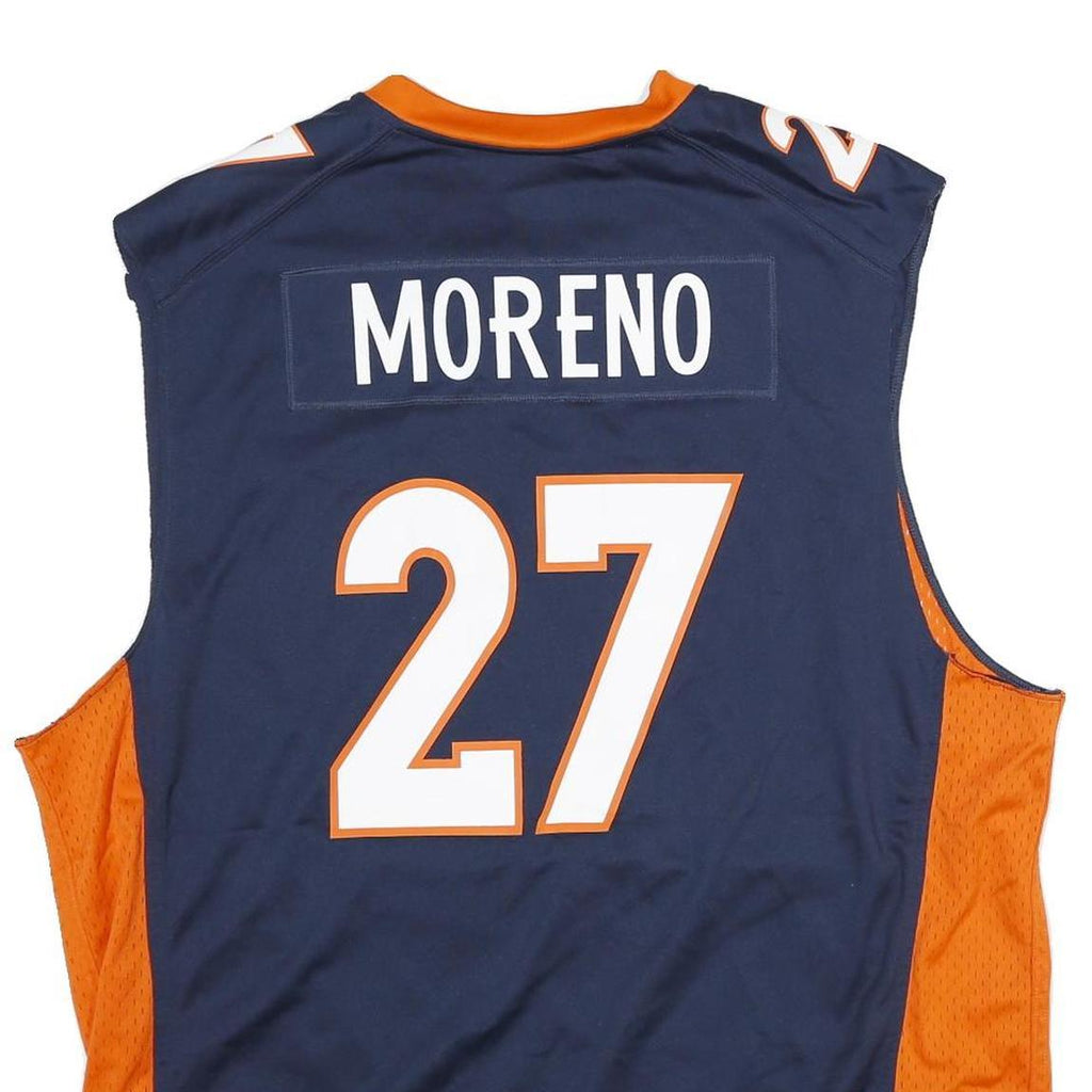NFL Mens Blue & Orange Broncos Sleeveless Jersey 2XL Polyester Sports Fan Gear