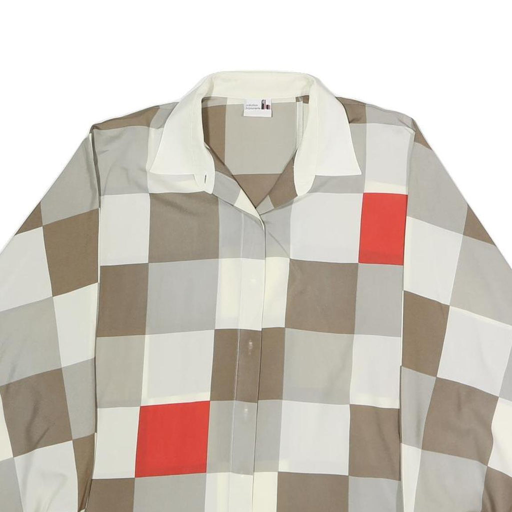 CREATION HAMMERLE Womens Beige & Grey Checked Long Sleeve Shirt L Stylish