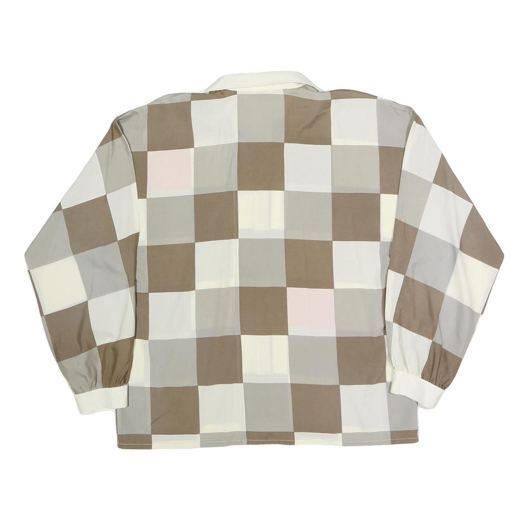 CREATION HAMMERLE Womens Beige & Grey Checked Long Sleeve Shirt L Stylish
