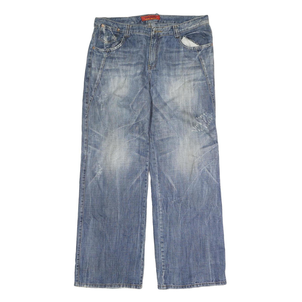 V&B JEANS Mens Blue Regular Cotton Denim W36 L28 Casual Zip Closure