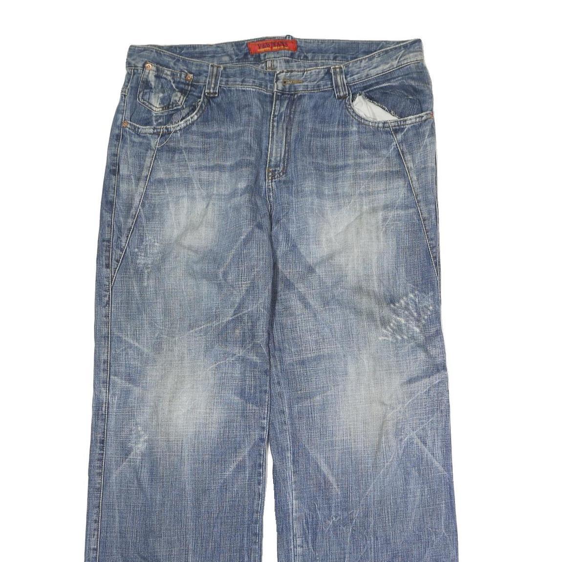 V&B JEANS Mens Blue Regular Cotton Denim W36 L28 Casual Zip Closure