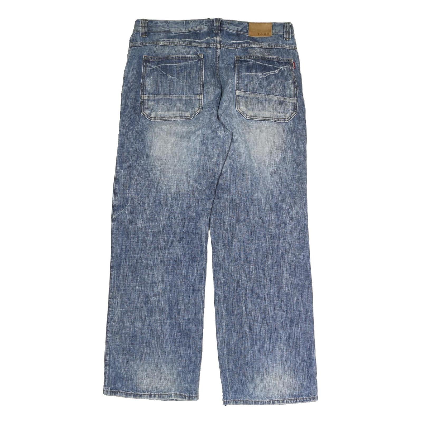 V&B JEANS Mens Blue Regular Cotton Denim W36 L28 Casual Zip Closure