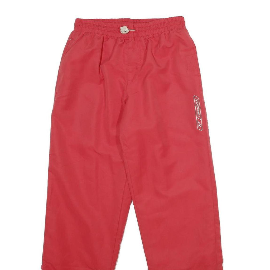 REEBOK Mens Joggers Red S W24 L29 Relaxed Straight Sports Logo Drawstring Waist