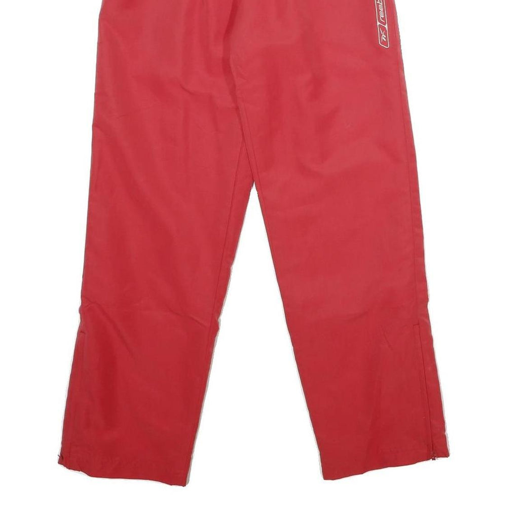 REEBOK Mens Joggers Red S W24 L29 Relaxed Straight Sports Logo Drawstring Waist
