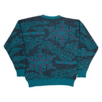 CONTE OF FLORENCE Womens Patterned Jumper Green Crazy Pattern Tight Knit Wool L