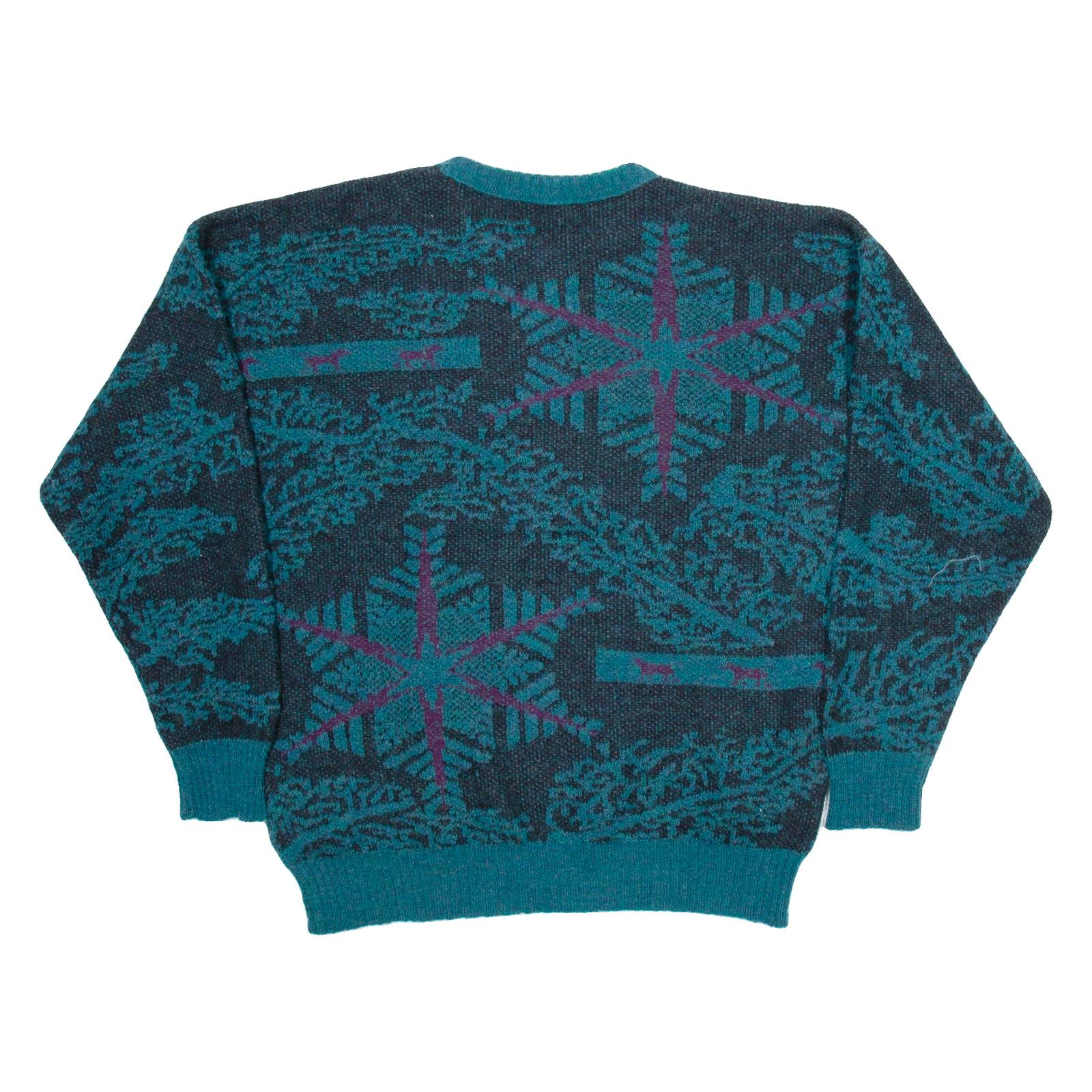 CONTE OF FLORENCE Womens Patterned Jumper Green Crazy Pattern Tight Knit Wool L