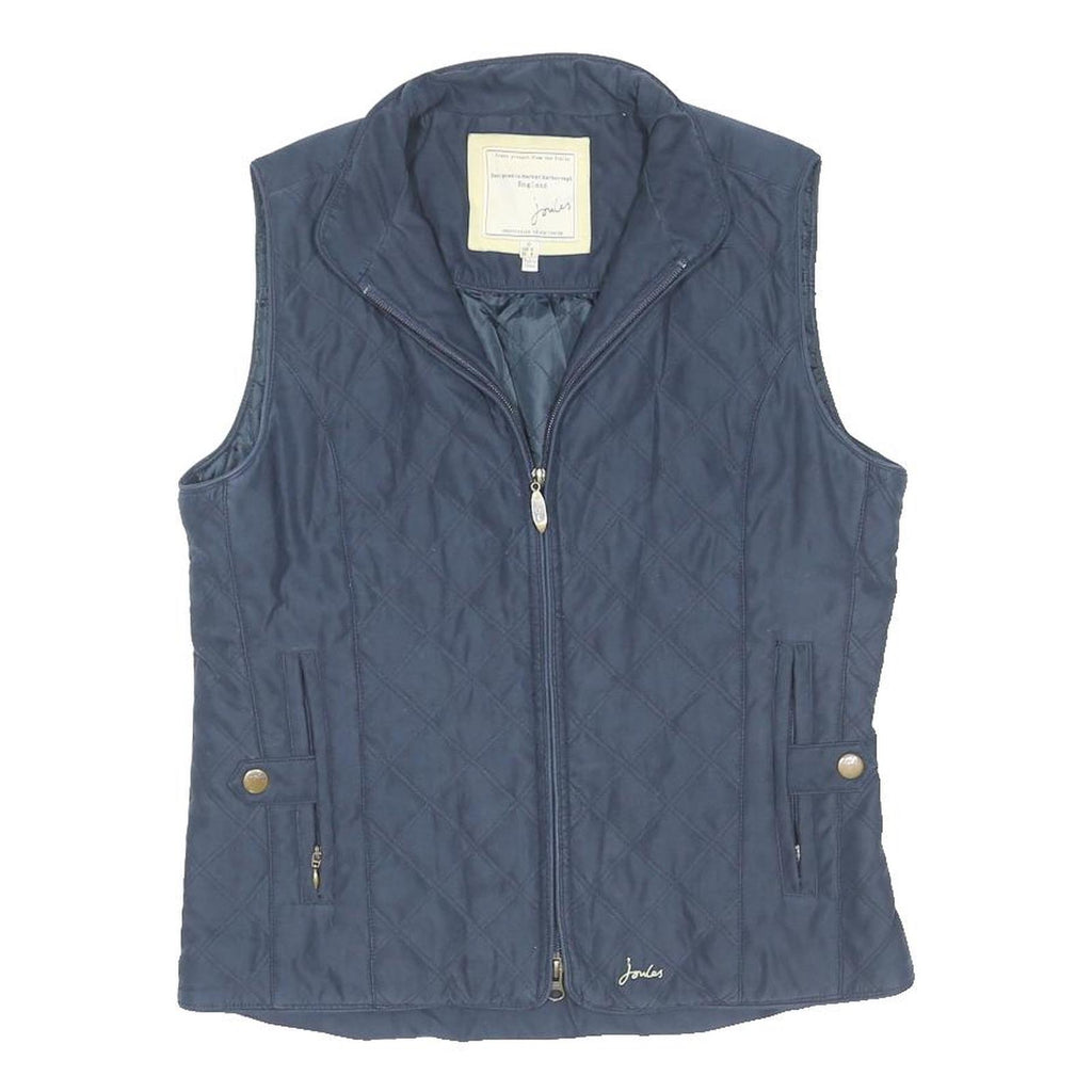 JOULES Womens Navy Quilted Zip Jacket M Cotton Blend Classic Lightweight